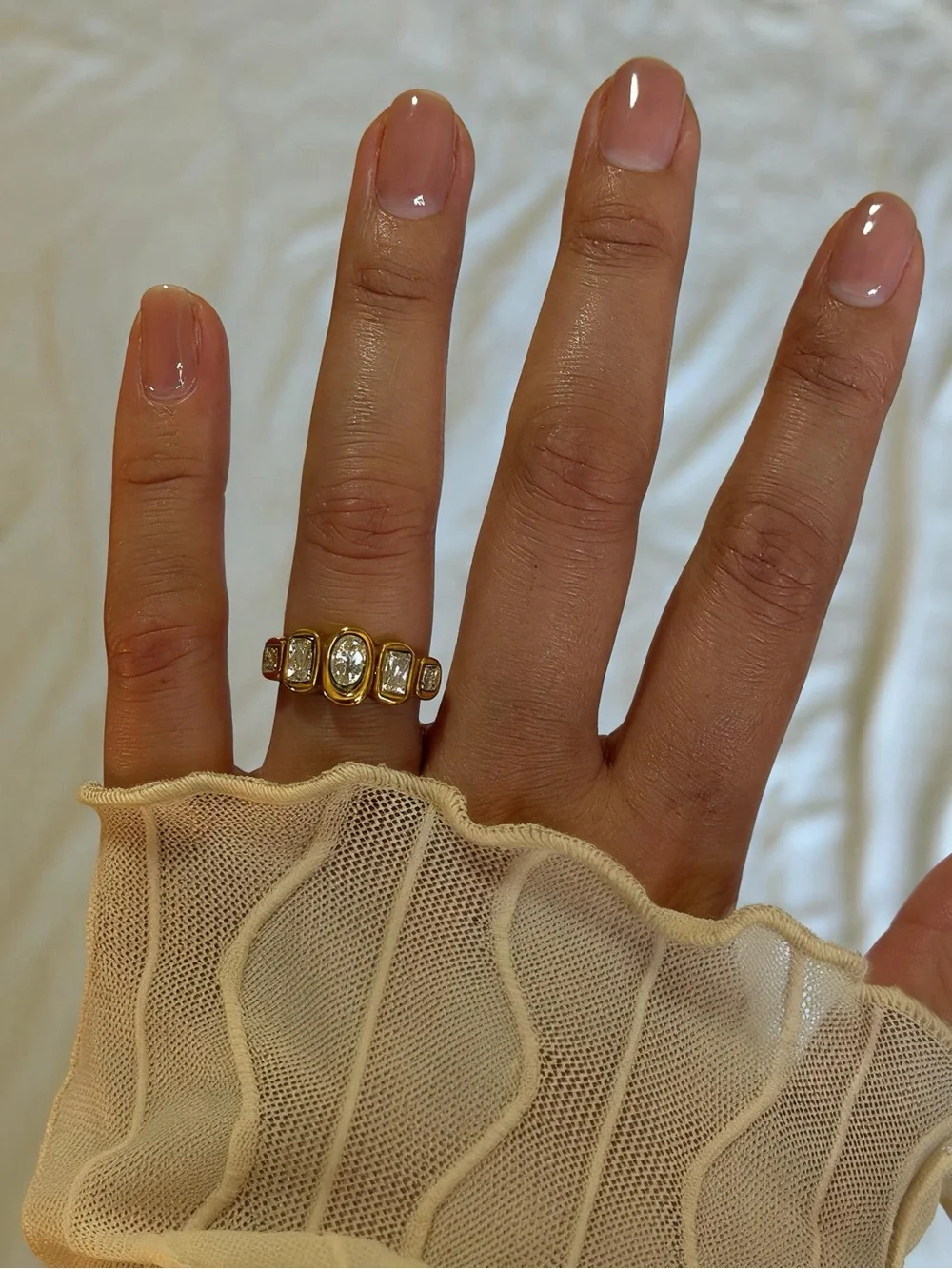 Gold Bezel Cubic Zirconia Stacking Ring - Gold